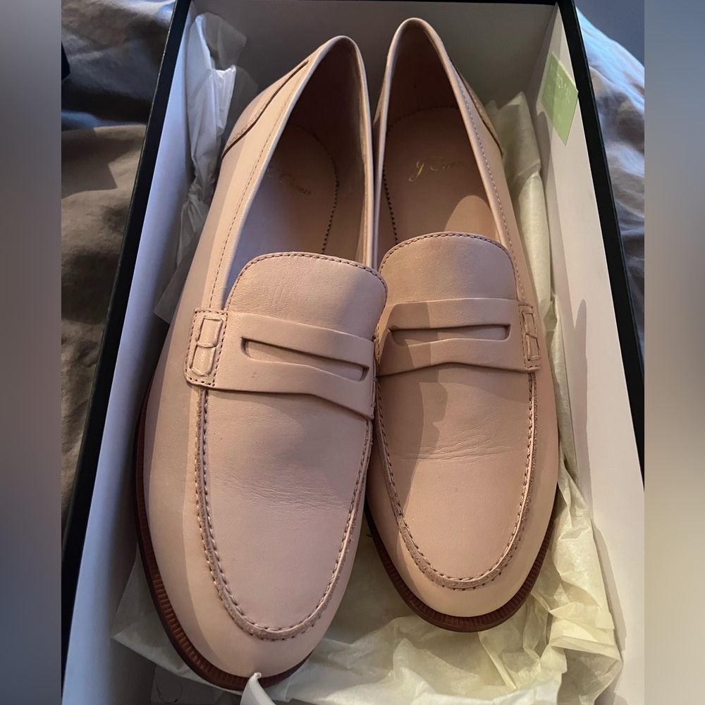 J. Crew Ryan Leather Penny Loafers, sunwashed pink, women’s size 9